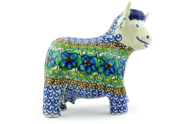 5" Cow Figurine Ceramika Artystyczna UNIKAT H6356G