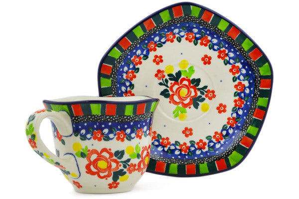 8 oz Cup with Saucer Ceramika Artystyczna UNIKAT H8340J