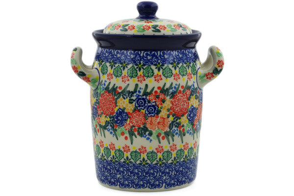 9" Jar with Lid and Handles Ceramika Artystyczna UNIKAT H8559J